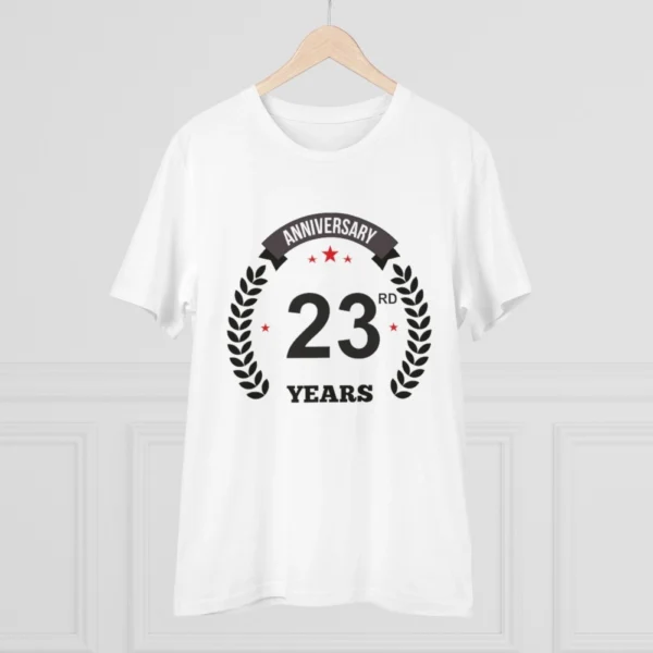 Generic Men's PC Cotton 23rd Anniversary Printed T Shirt (Color: White, Thread Count: 180GSM) - Image 3