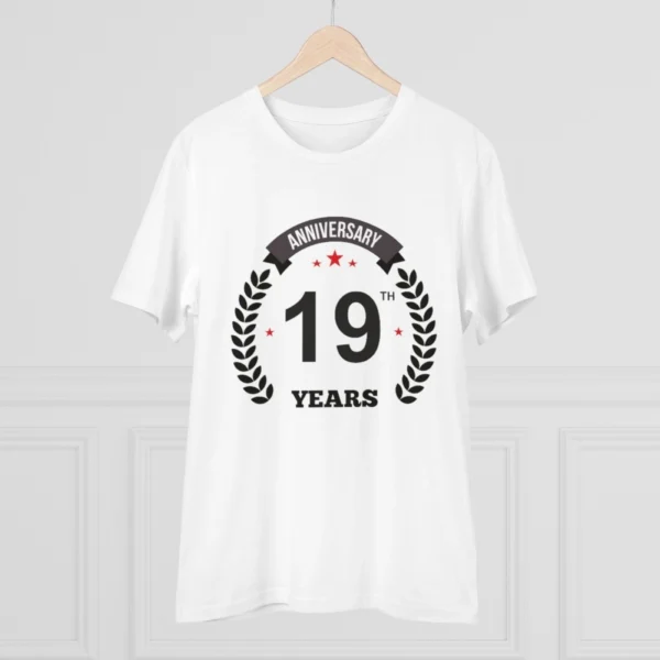 Generic Men's PC Cotton 19th Anniversary Printed T Shirt (Color: White, Thread Count: 180GSM) - Image 3