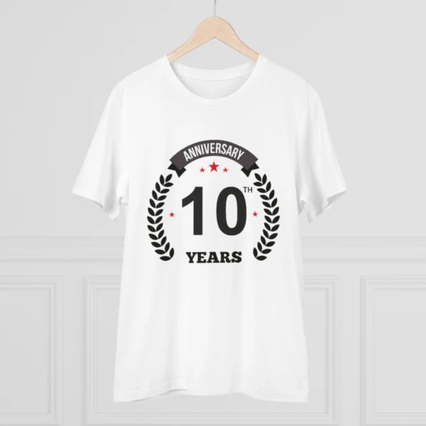 Generic Men's PC Cotton 10th Anniversary Printed T Shirt (Color: White, Thread Count: 180GSM) - Image 3