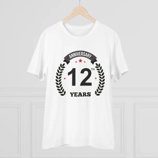 Generic Men's PC Cotton 12th Anniversary Printed T Shirt (Color: White, Thread Count: 180GSM) - Image 3