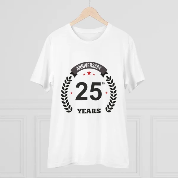 Generic Men's PC Cotton 25th Anniversary Printed T Shirt (Color: White, Thread Count: 180GSM) - Image 3