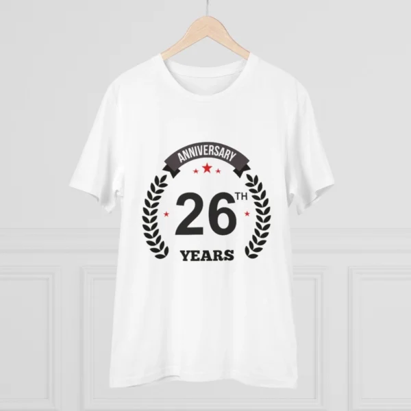 Generic Men's PC Cotton 26th Anniversary Printed T Shirt (Color: White, Thread Count: 180GSM) - Image 3