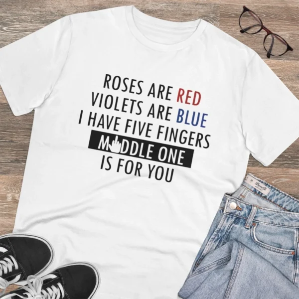 Generic Men's PC Cotton Roses Are Red Printed T Shirt (Color: White, Thread Count: 180GSM) - Image 4