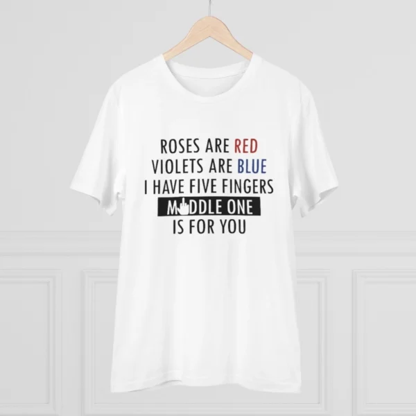 Generic Men's PC Cotton Roses Are Red Printed T Shirt (Color: White, Thread Count: 180GSM) - Image 3