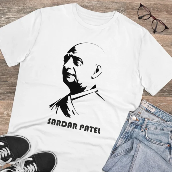 Generic Men's PC Cotton Sardar Patel Printed T Shirt (Color: White, Thread Count: 180GSM) - Image 4