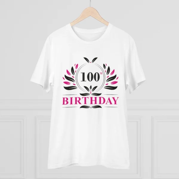 Generic Men's PC Cotton 100th Birthday Printed T Shirt (Color: White, Thread Count: 180GSM) - Image 3