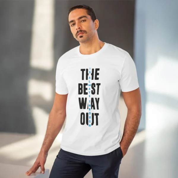 Generic Men's PC Cotton The Best Way Out Printed T Shirt (Color: White, Thread Count: 180GSM) - Image 6