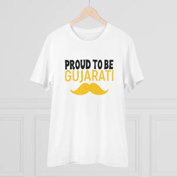 Generic Men's PC Cotton Proud To Be Gujarati Printed T Shirt (Color: White, Thread Count: 180GSM) - Image 3