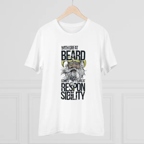 Generic Men's PC Cotton With Great Beard Comes Printed T Shirt (Color: White, Thread Count: 180GSM) - Image 3