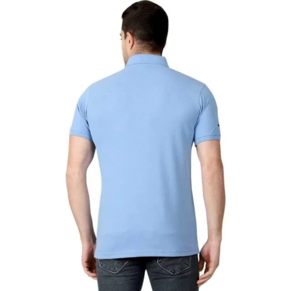 Generic Men's Half Sleeve Polo Collar Cotton T Shirt (Sky Blue) - Image 2