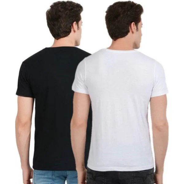 Generic Men's Half Sleeve Round Neck Polyester T Shirt (Black And White) - Image 3