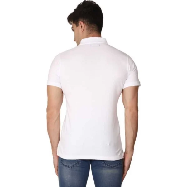 Generic Men's Half Sleeve Polo Collar Cotton T Shirt (White ) - Image 2