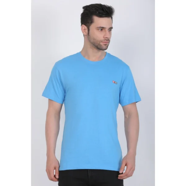 Generic Men's Cotton Jersey Round Neck Plain Tshirt (Turquoise Blue) - Image 3