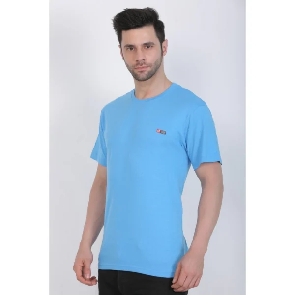 Generic Men's Cotton Jersey Round Neck Plain Tshirt (Turquoise Blue) - Image 8