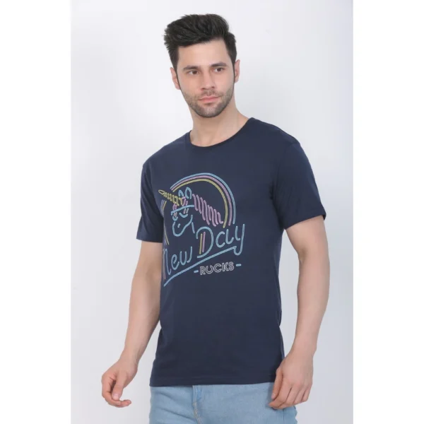 Generic Men's Cotton Jersey Round Neck Printed Tshirt (Navy) - Image 8