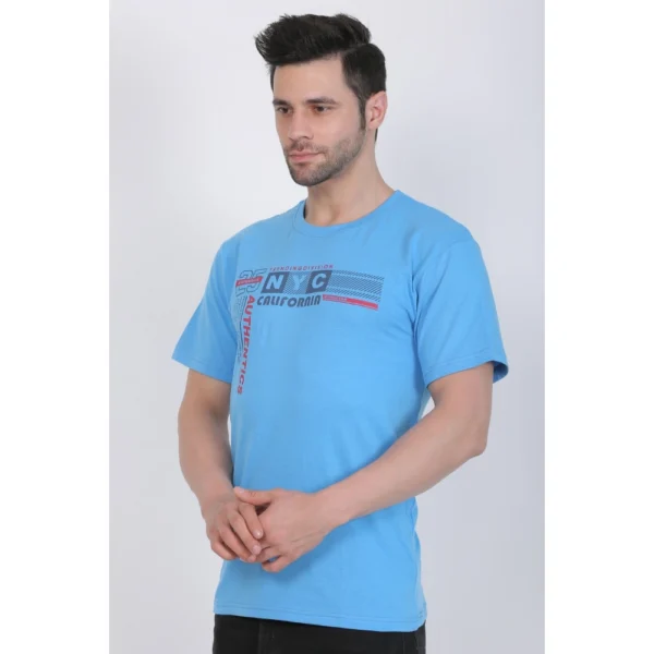 Generic Men's Cotton Jersey Round Neck Printed Tshirt (Turquoise Blue) - Image 8