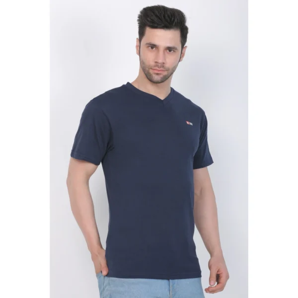 Generic Men's Cotton Jersey V Neck Plain Tshirt (Navy) - Image 5