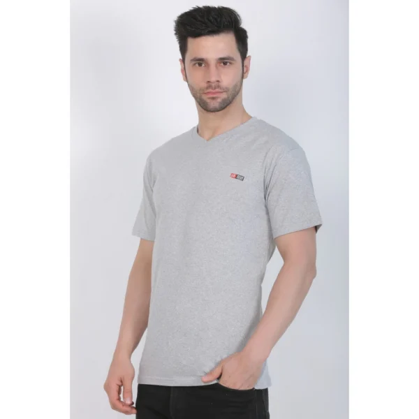 Generic Men's Cotton Jersey V Neck Plain Tshirt (Grey Melange) - Image 8