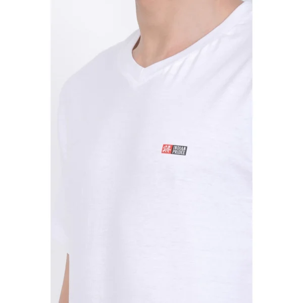 Generic Men's Cotton Jersey V Neck Plain Tshirt (White) - Image 4