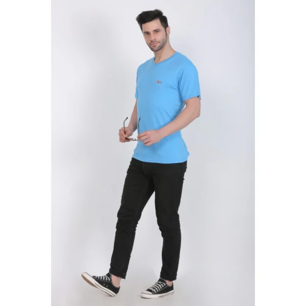 Generic Men's Cotton Jersey V Neck Plain Tshirt (Turquoise Blue) - Image 3