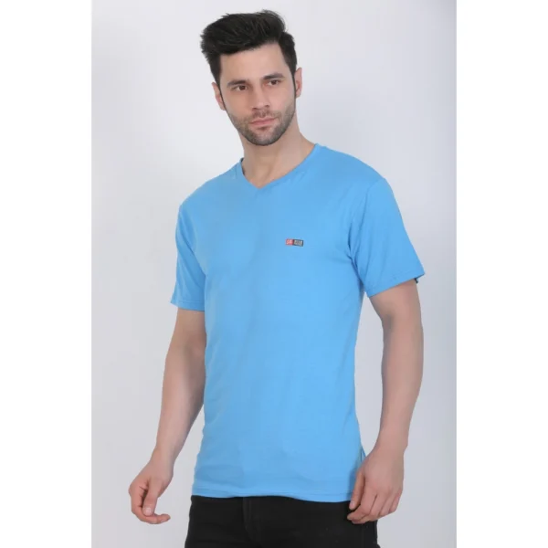 Generic Men's Cotton Jersey V Neck Plain Tshirt (Turquoise Blue) - Image 7