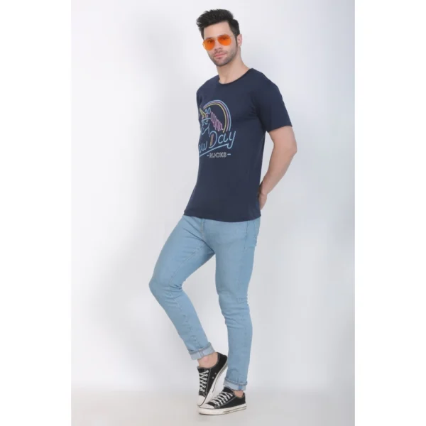 Generic Men's Cotton Jersey Round Neck Printed Tshirt (Navy) - Image 4