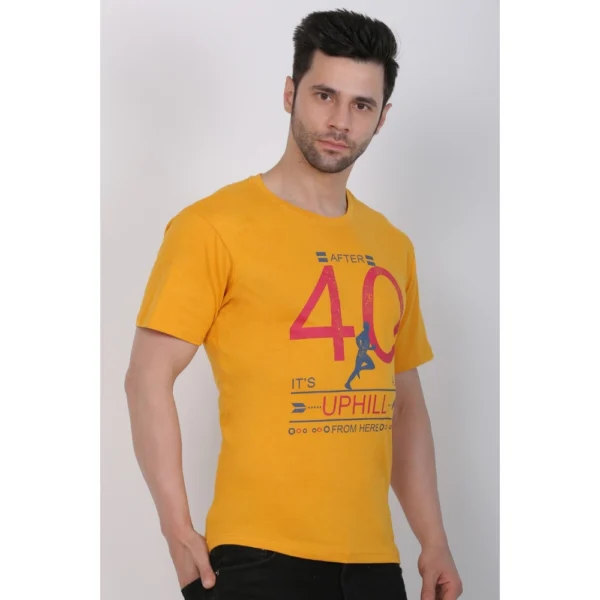 Generic Men's Cotton Jersey Round Neck Printed Tshirt (Mustard Yellow) - Image 5