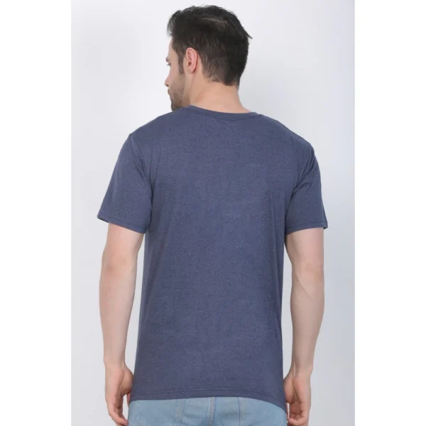 Generic Men's Cotton Jersey V Neck Plain Tshirt (Blue Melange) - Image 2