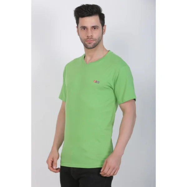 Generic Men's Cotton Jersey V Neck Plain Tshirt (Pale Green) - Image 8