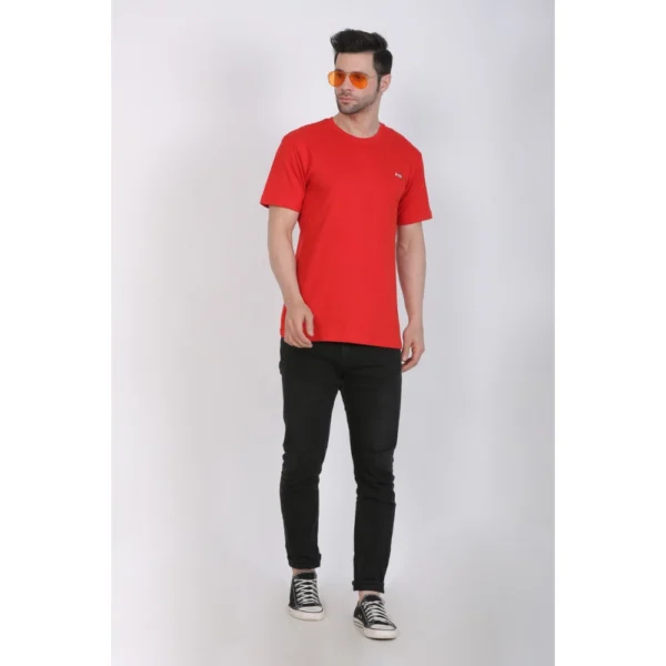 Generic Men's Cotton Jersey Round Neck Plain Tshirt (Red) - Image 4