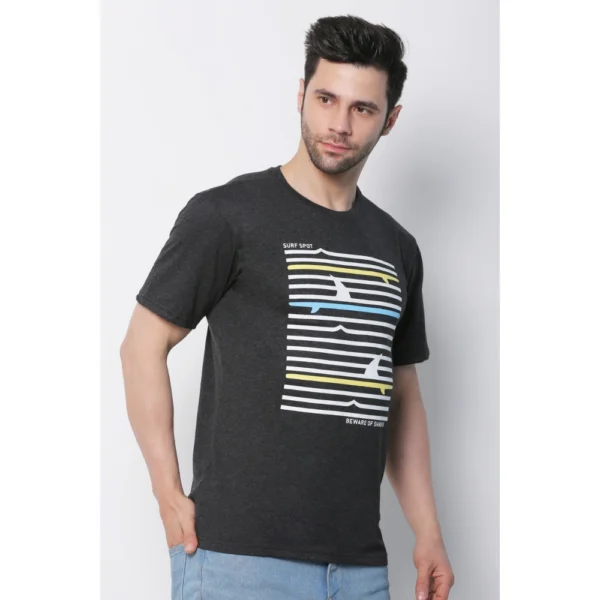 Generic Men's Cotton Jersey Round Neck Printed Tshirt (Charcoal Melange) - Image 6