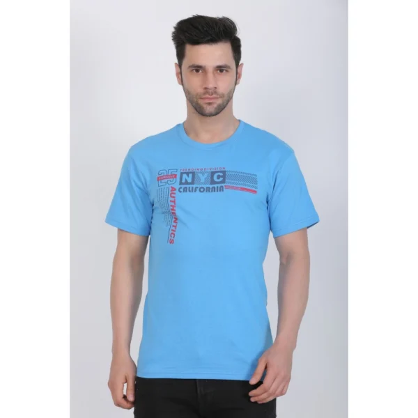 Generic Men's Cotton Jersey Round Neck Printed Tshirt (Turquoise Blue) - Image 6