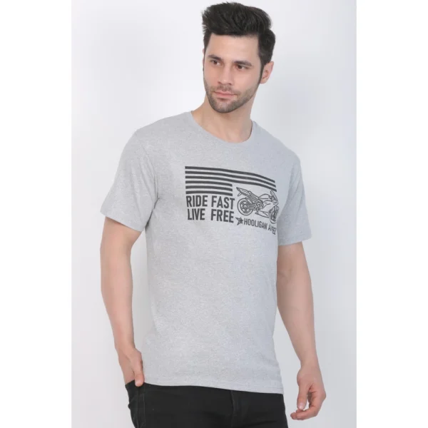 Generic Men's Cotton Jersey Round Neck Printed Tshirt (Grey Melange) - Image 6