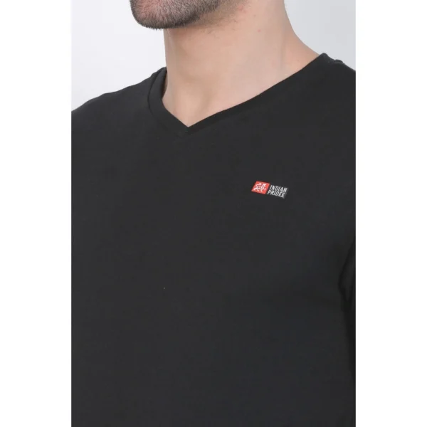 Generic Men's Cotton Jersey V Neck Plain Tshirt (Black) - Image 6