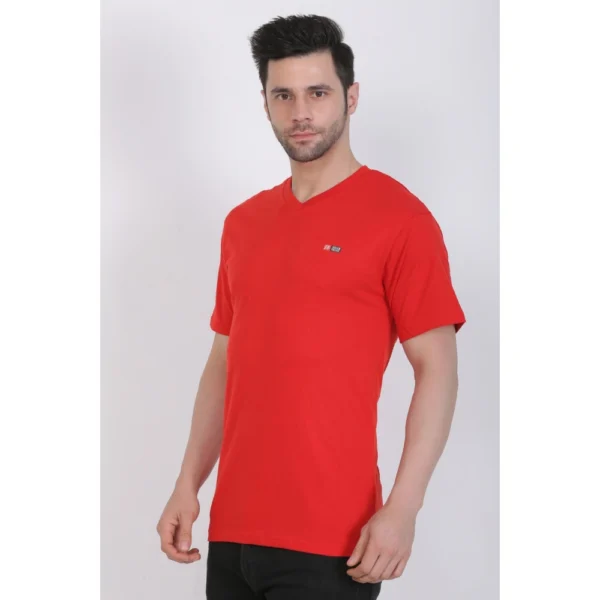 Generic Men's Cotton Jersey V Neck Plain Tshirt (Red) - Image 8