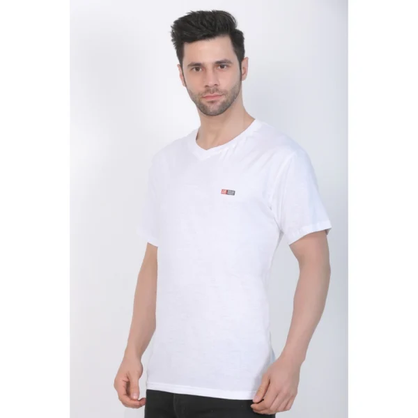 Generic Men's Cotton Jersey V Neck Plain Tshirt (White) - Image 7