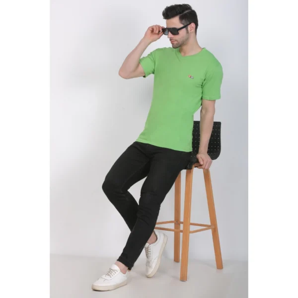 Generic Men's Cotton Jersey V Neck Plain Tshirt (Pale Green) - Image 4