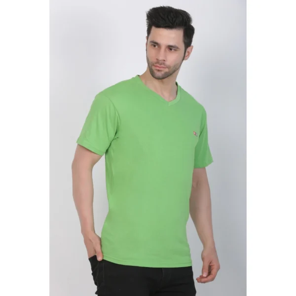 Generic Men's Cotton Jersey V Neck Plain Tshirt (Pale Green) - Image 6