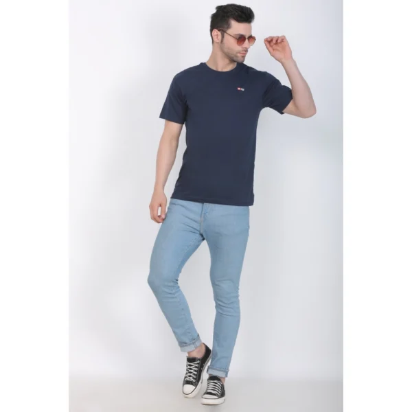 Generic Men's Cotton Jersey Round Neck Plain Tshirt (Navy) - Image 4