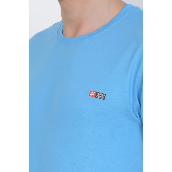 Generic Men's Cotton Jersey Round Neck Plain Tshirt (Turquoise Blue) - Image 5