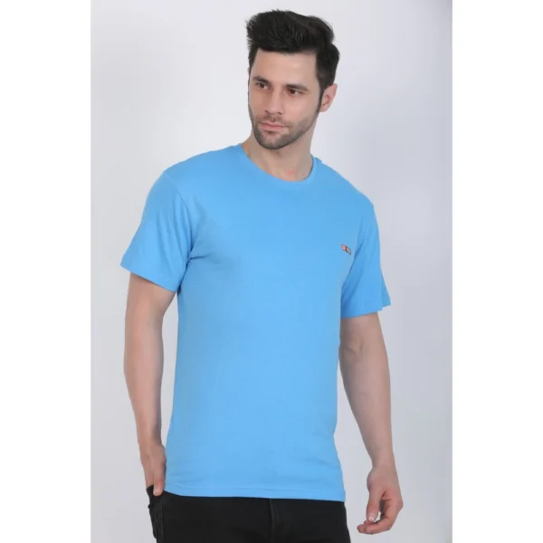 Generic Men's Cotton Jersey Round Neck Plain Tshirt (Turquoise Blue) - Image 6