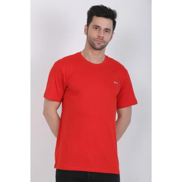 Generic Men's Cotton Jersey Round Neck Plain Tshirt (Red) - Image 2