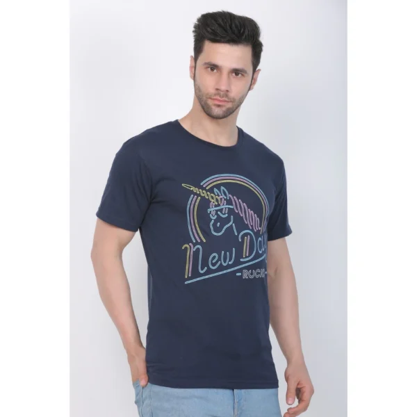 Generic Men's Cotton Jersey Round Neck Printed Tshirt (Navy) - Image 6