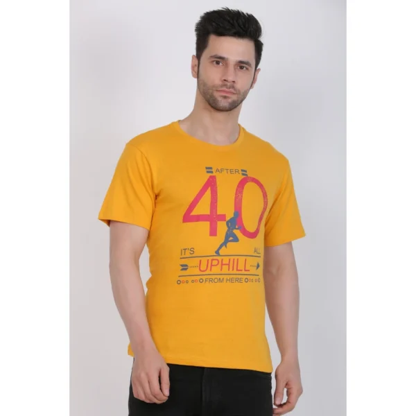 Generic Men's Cotton Jersey Round Neck Printed Tshirt (Mustard Yellow) - Image 8