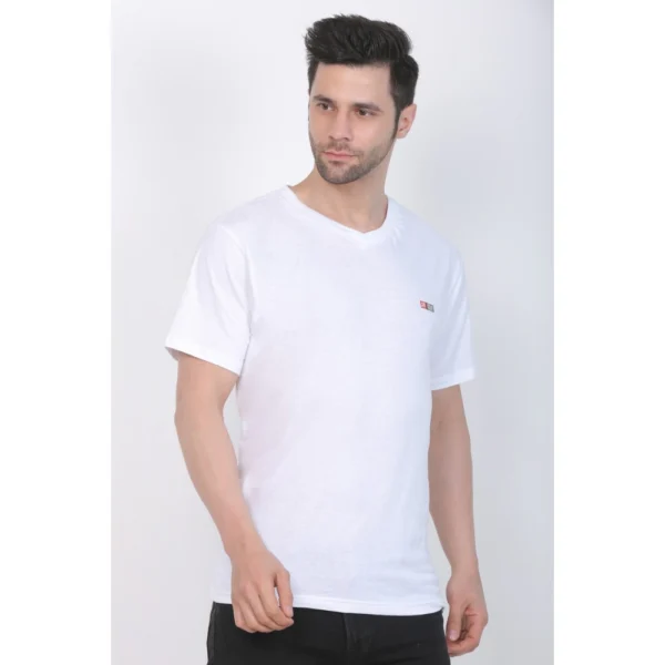 Generic Men's Cotton Jersey V Neck Plain Tshirt (White) - Image 5