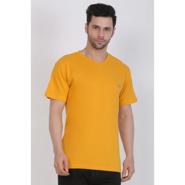 Generic Men's Cotton Jersey V Neck Plain Tshirt (Mustard Yellow) - Image 8