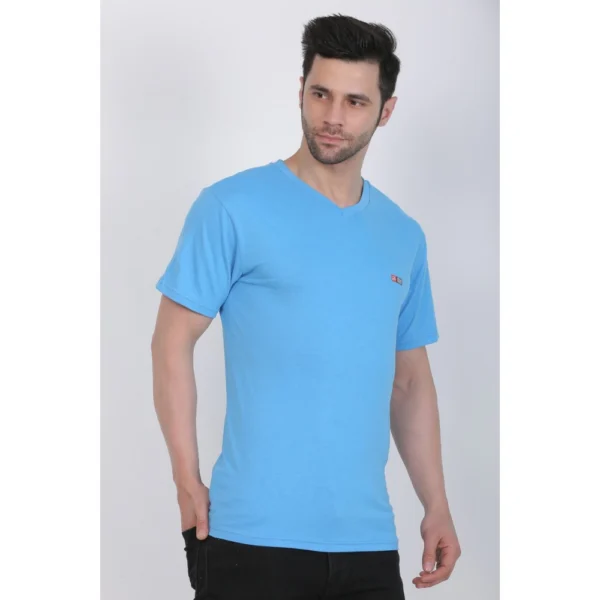 Generic Men's Cotton Jersey V Neck Plain Tshirt (Turquoise Blue) - Image 5