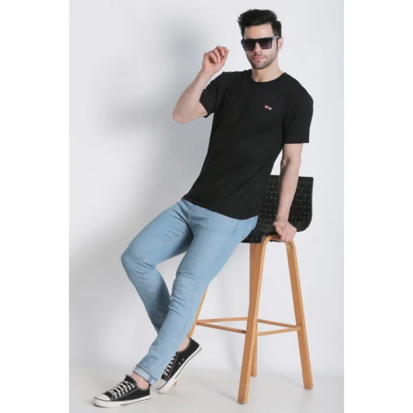 Generic Men's Cotton Jersey Round Neck Plain Tshirt (Black) - Image 4