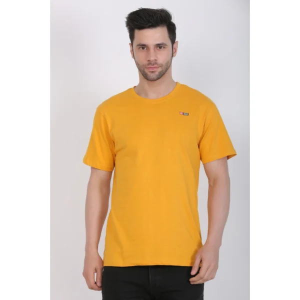 Generic Men's Cotton Jersey Round Neck Plain Tshirt (Mustard Yellow) - Image 3