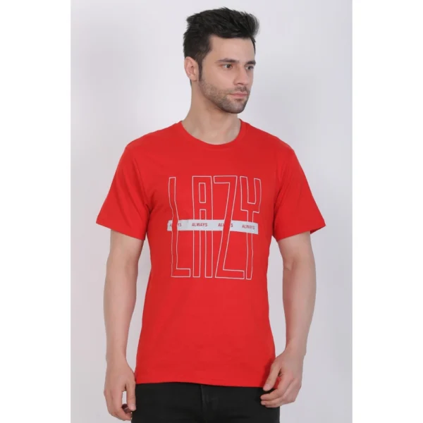 Generic Men's Cotton Jersey Round Neck Printed Tshirt (Red) - Image 3